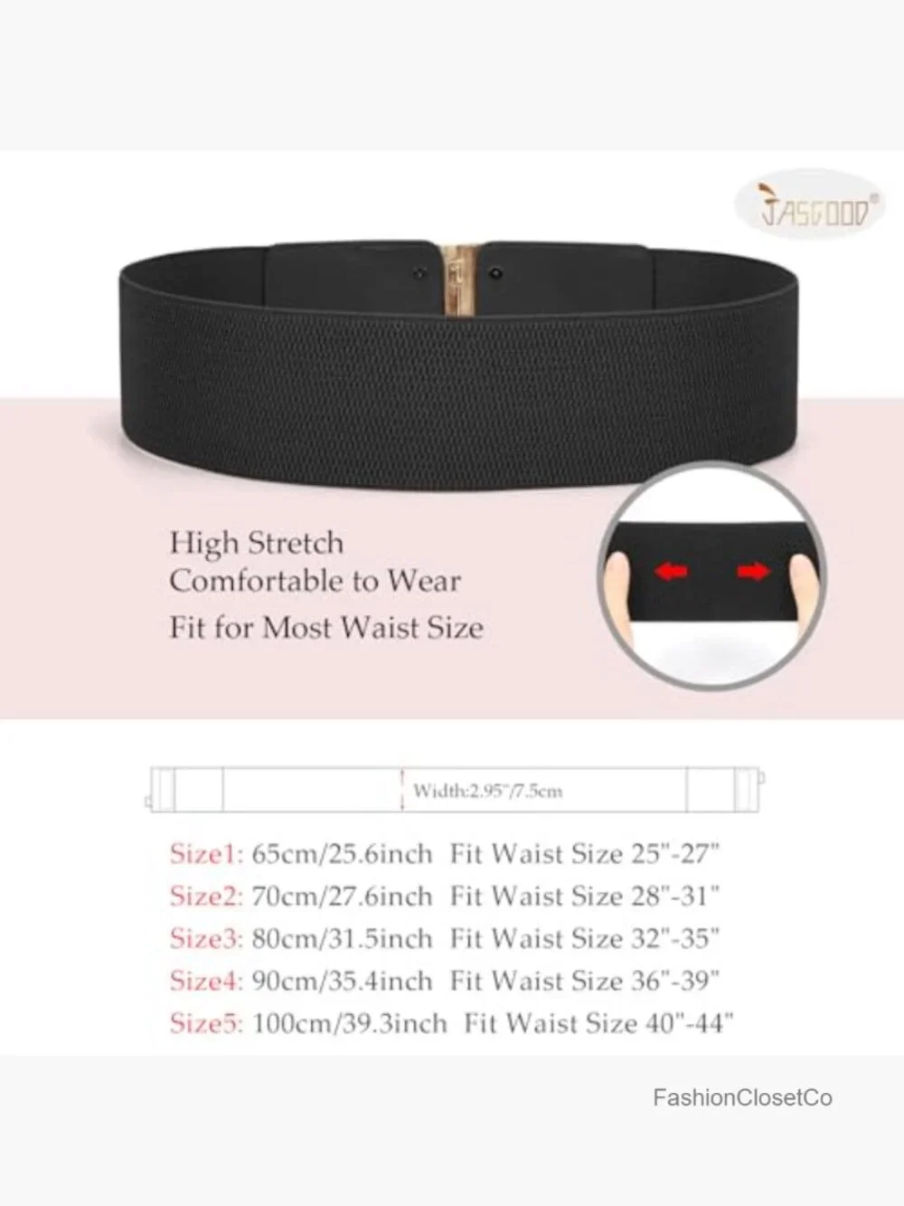 4 Pack Wide Elastic Stretch Waist Belts Interlocking Buckle